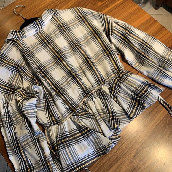 Vero Moda blouse EUC 100% cotton unlined, pull on gathered waist peplum sz M - Picture 6 of 16